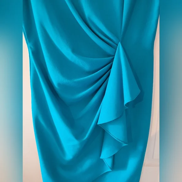 NWOT New Directions Teal Ruched-front Dress Size 12 - Picture 3 of 5